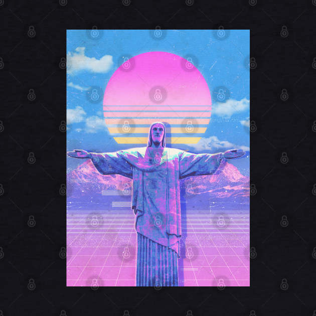 jesus statue vaporwave by ezx